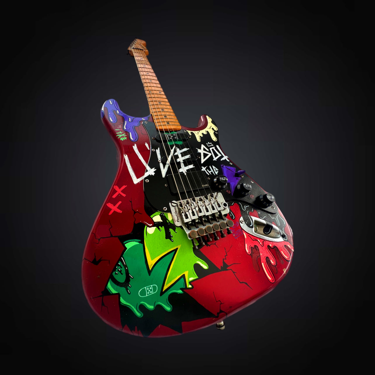 Modified vintage ICONIC Fender guitar, customized by artist EXTi.