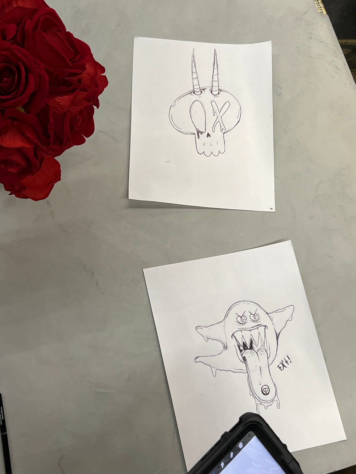 The “House of a Thousand Roses”, Chris Nuñez tattoo shop, features EXTi original art works as stencils for customers to get it tattooed.